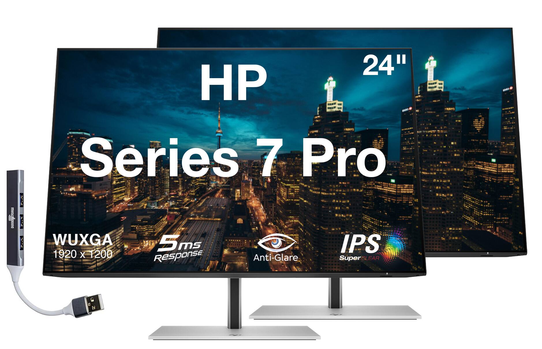 "HP - Series 7 Pro 24"" WUXGA IPS Monitor With 5ms Response Time, Anti Glare, Flicker Free, Displayport, HDMI & DKZ 2 Pack - Black/Silver" price history on PriceWatchPro