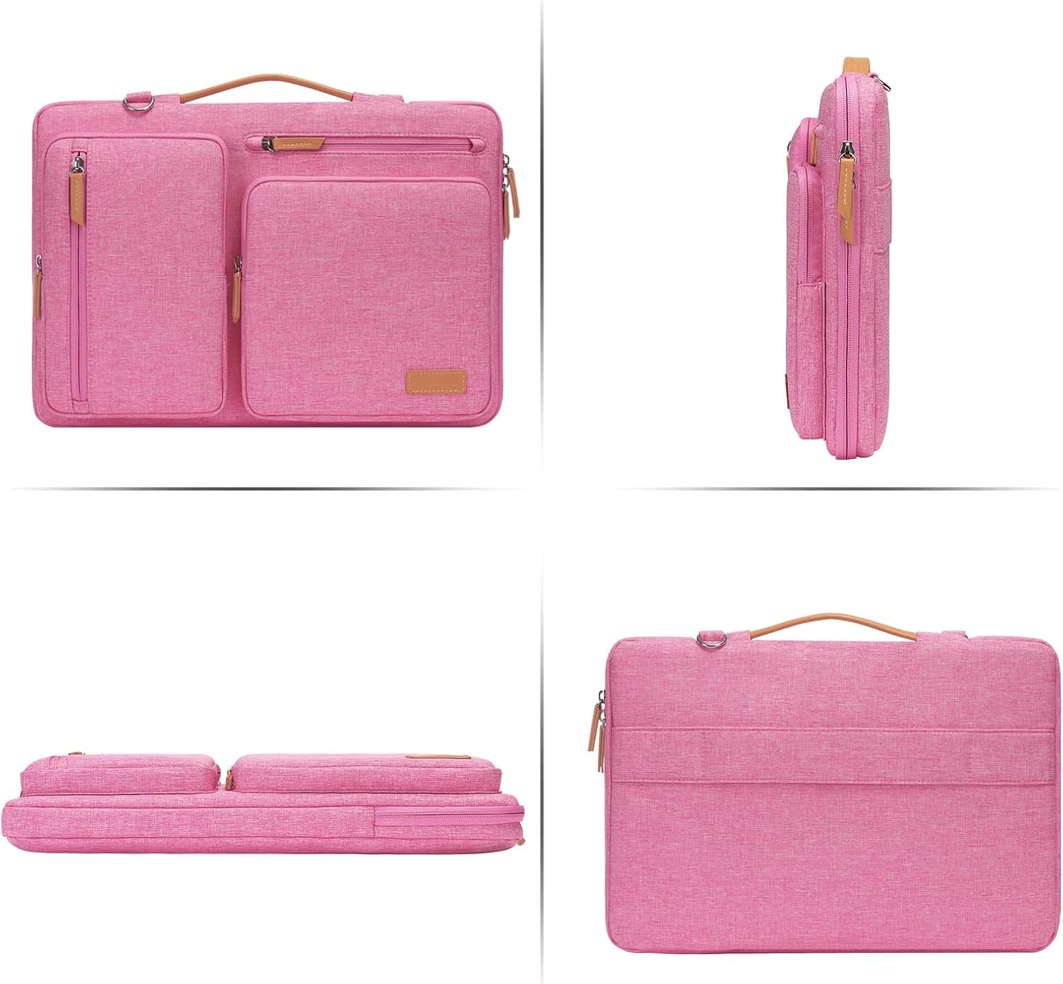 Alt View 2. mosiso - 360 Protective Laptop Shoulder Bag 15-15.6 inch Computer Messenger Bag for MacBook Pro 16 inch HP Dell Lenovo Asus - Rose Red.