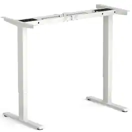 Gymax - Dual-Motor Stand up Desk Frame Workstation Base w/ Adjustable Width & Height - White