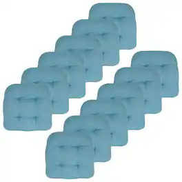 Sweet Home Collection - Patio Cushions Indoor/Outdoor Chair Pads Tufted 19" x 19", 12-Pack - Teal
