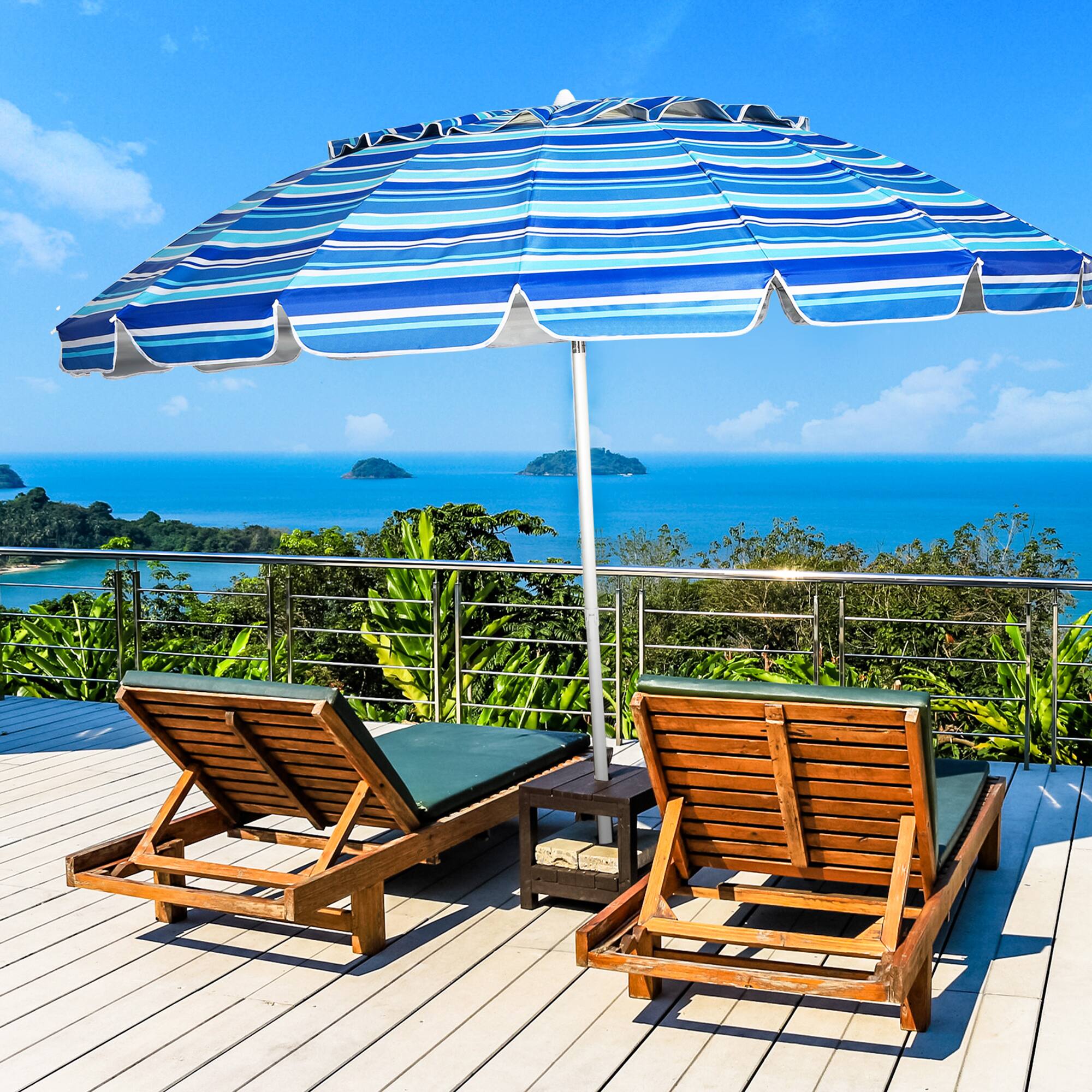 Alt View 1. Gymax - Gymax 8ft Beach Umbrella Outdoor Patio Garden w/ Carrying Bag Sand Anchor Navy Blue - Navy Blue.