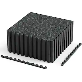 Costway - 0.55" Thick Gym Flooring, 18 Pcs Exercise Equipment Workout Mats with Rubber Top Slate - Slate Blue