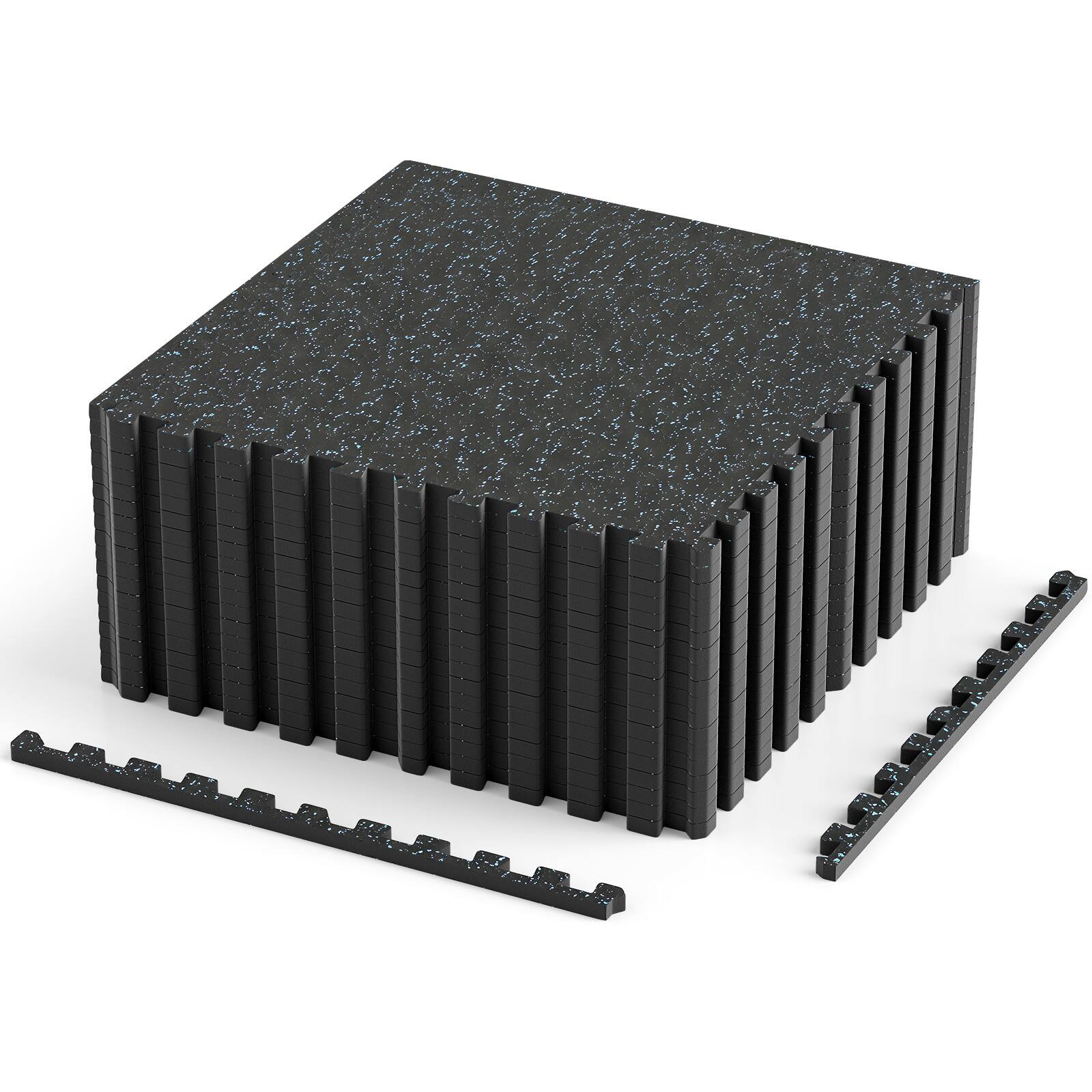 Front. Costway - Costway 0.55" Thick Gym Flooring, 18 Pcs Exercise Equipment Workout Mats with Rubber Top Slate - Slate blue.