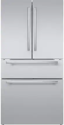 Front. Thermador - Freedom Collection 20.4 Cu. Ft. 4-Door Bottom Freezer French Door Smart Refrigerator with Masterpiece Handles - Stainless Steel.