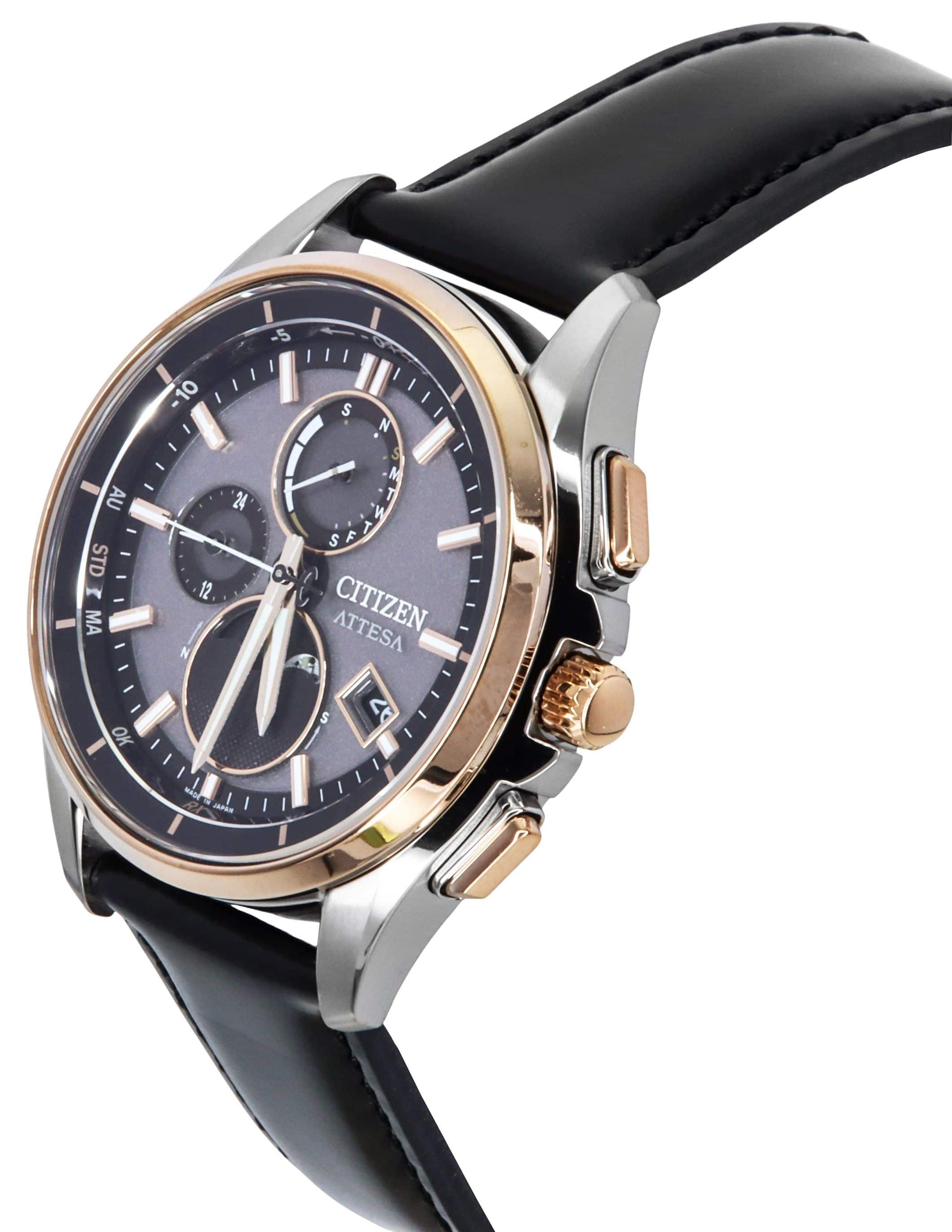 Citizen Attesa Radio Controlled Leather Strap Grey Dial Eco Drive