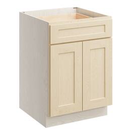 Boyel Living - 24 Inch Natural Wood Base Cabinet Unfinished Paint Ready - Versa Shaker