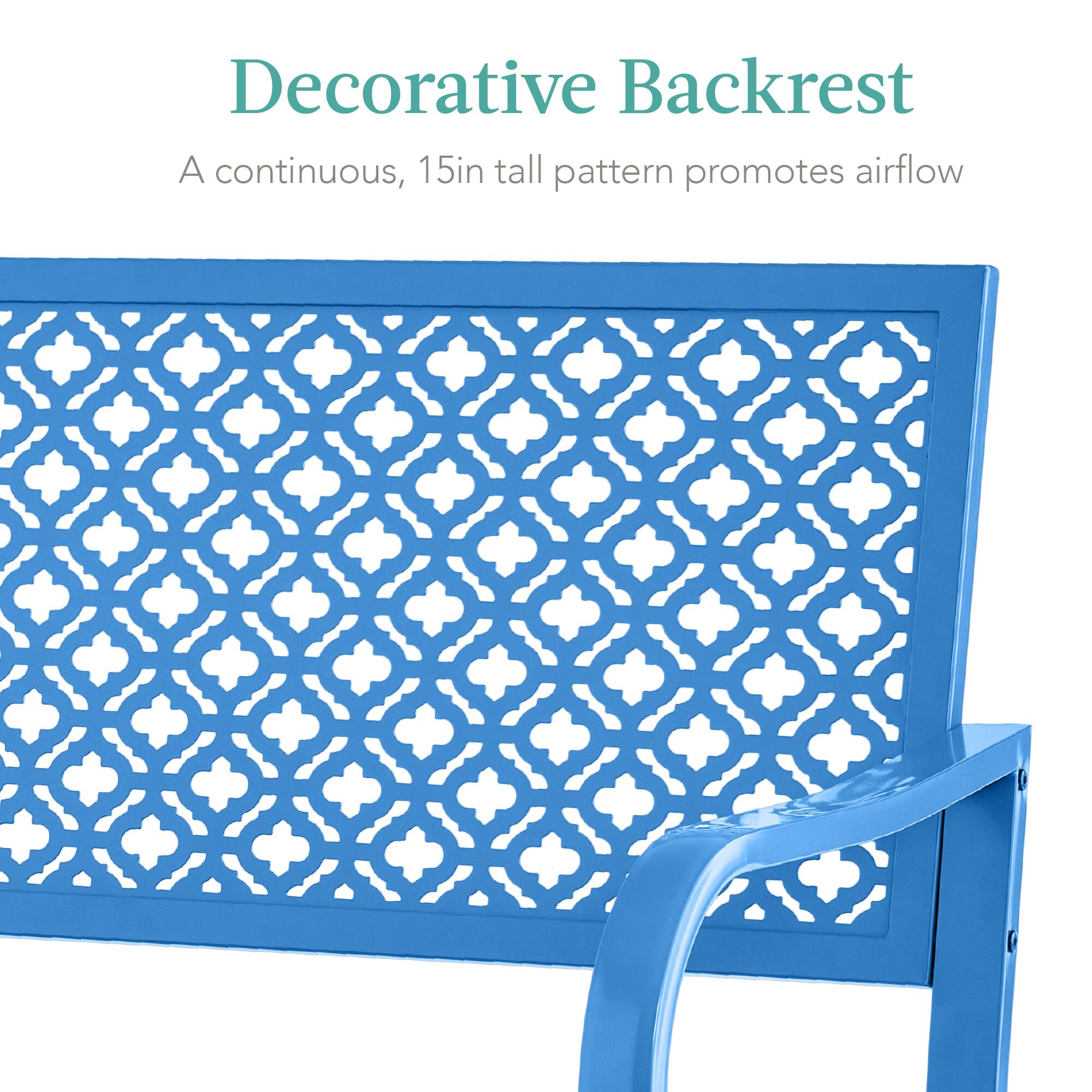 Decorative Backrest  
A continuous, 15in tall pattern promotes airflow