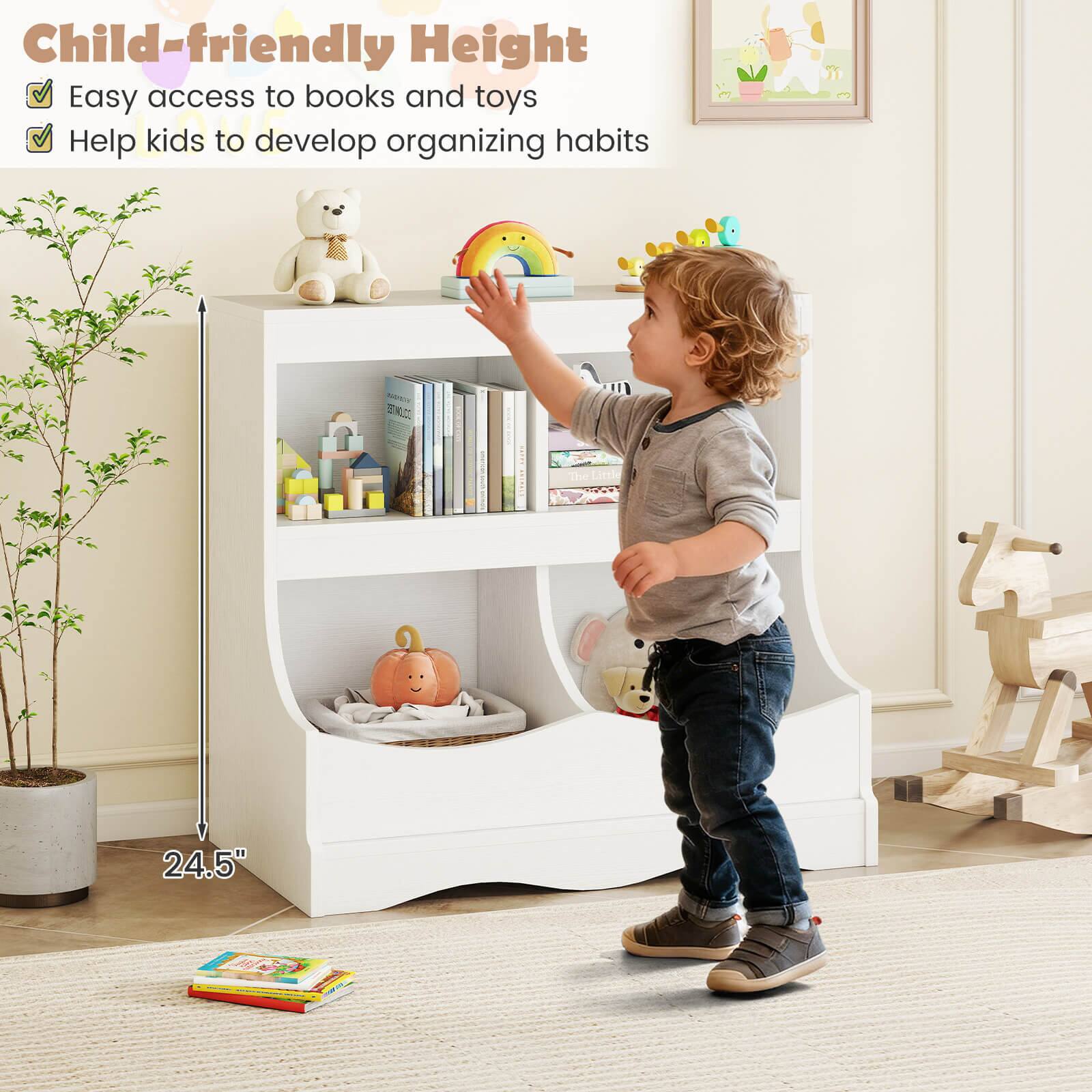 Child-friendly Height  
Easy access to books and toys  
Help kids to develop organizing habits  
24.5"