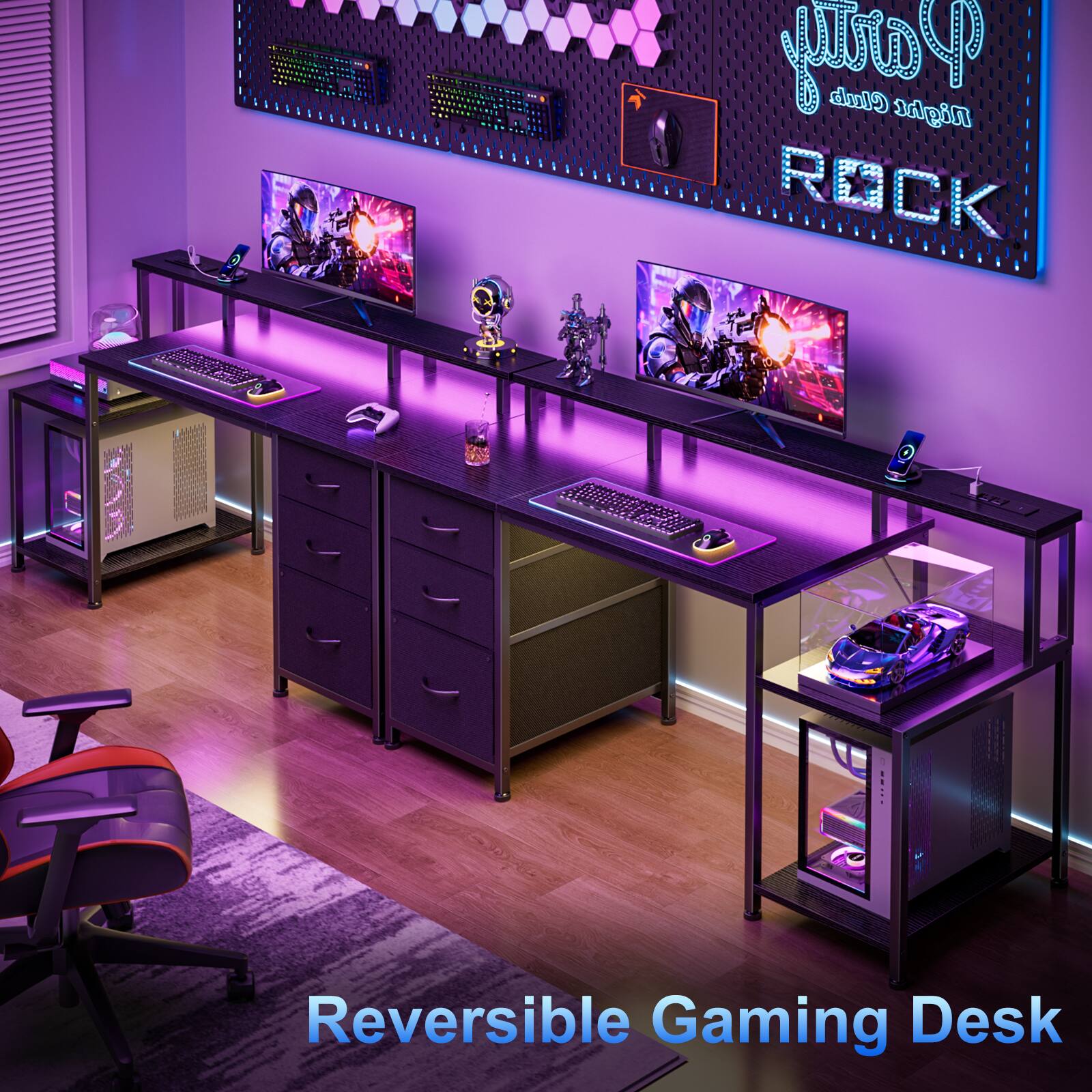 N Play Club Night ROCK Reversible Gaming Desk