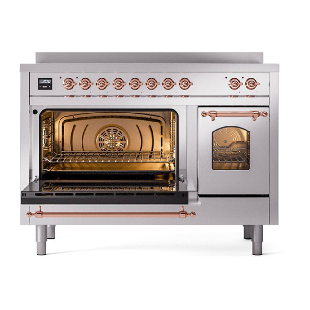 Alt View 2. ILVE - ILVE Nostalgie II Series 48 in. Induction Range with 6 Induction Elements (Copper Trim) - Stainless Steel.