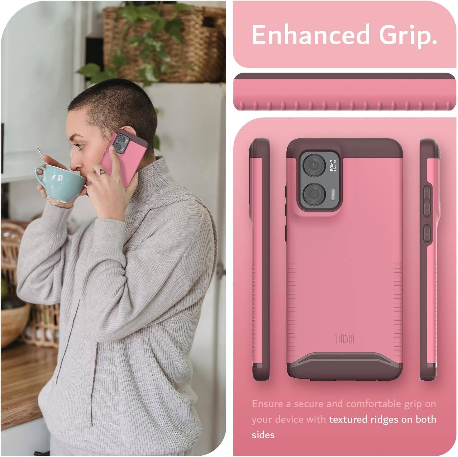 Enhanced Grip.

Ensure a secure and comfortable grip on your device with textured ridges on both sides.