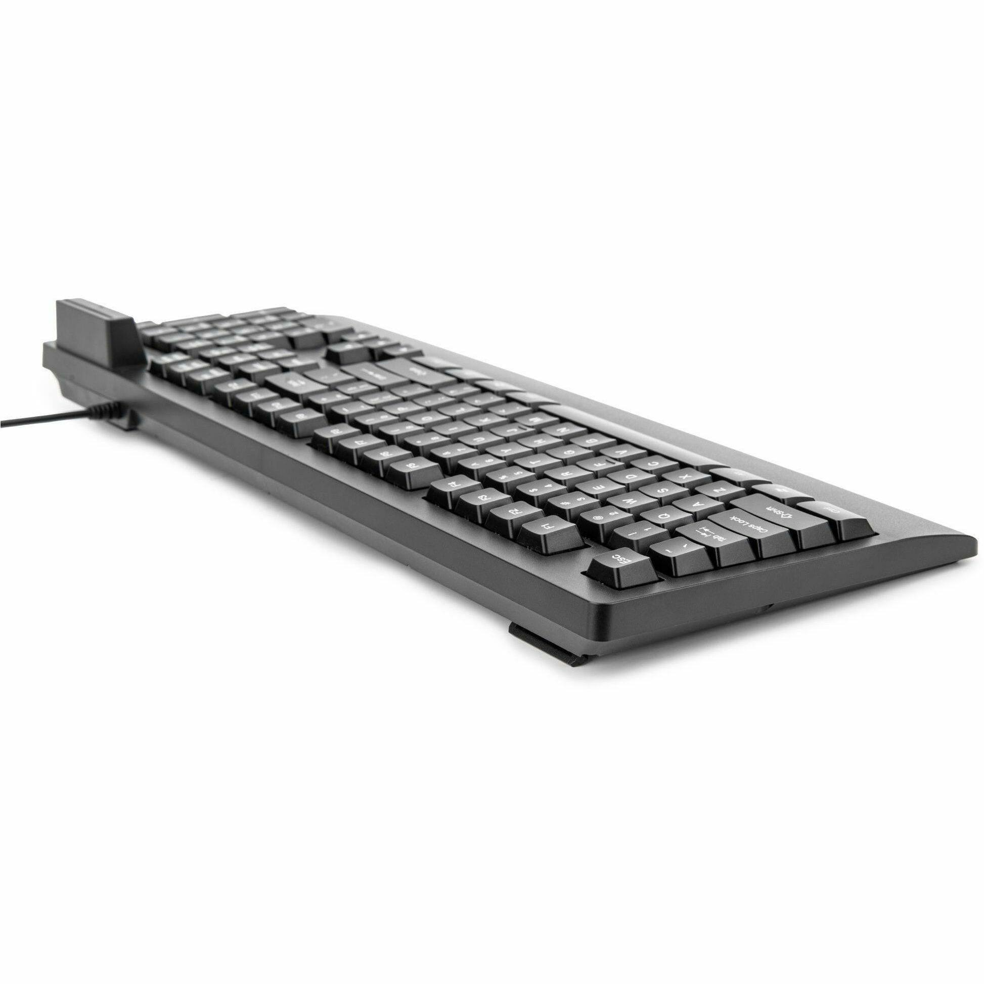 Alt View 4. Rocstor - Rocstor KS18 Security USB Keyboard with Built-in Smart Card Reader -104 Keys - 104 Keys - QWERTY Layout - Smart Card - Black.