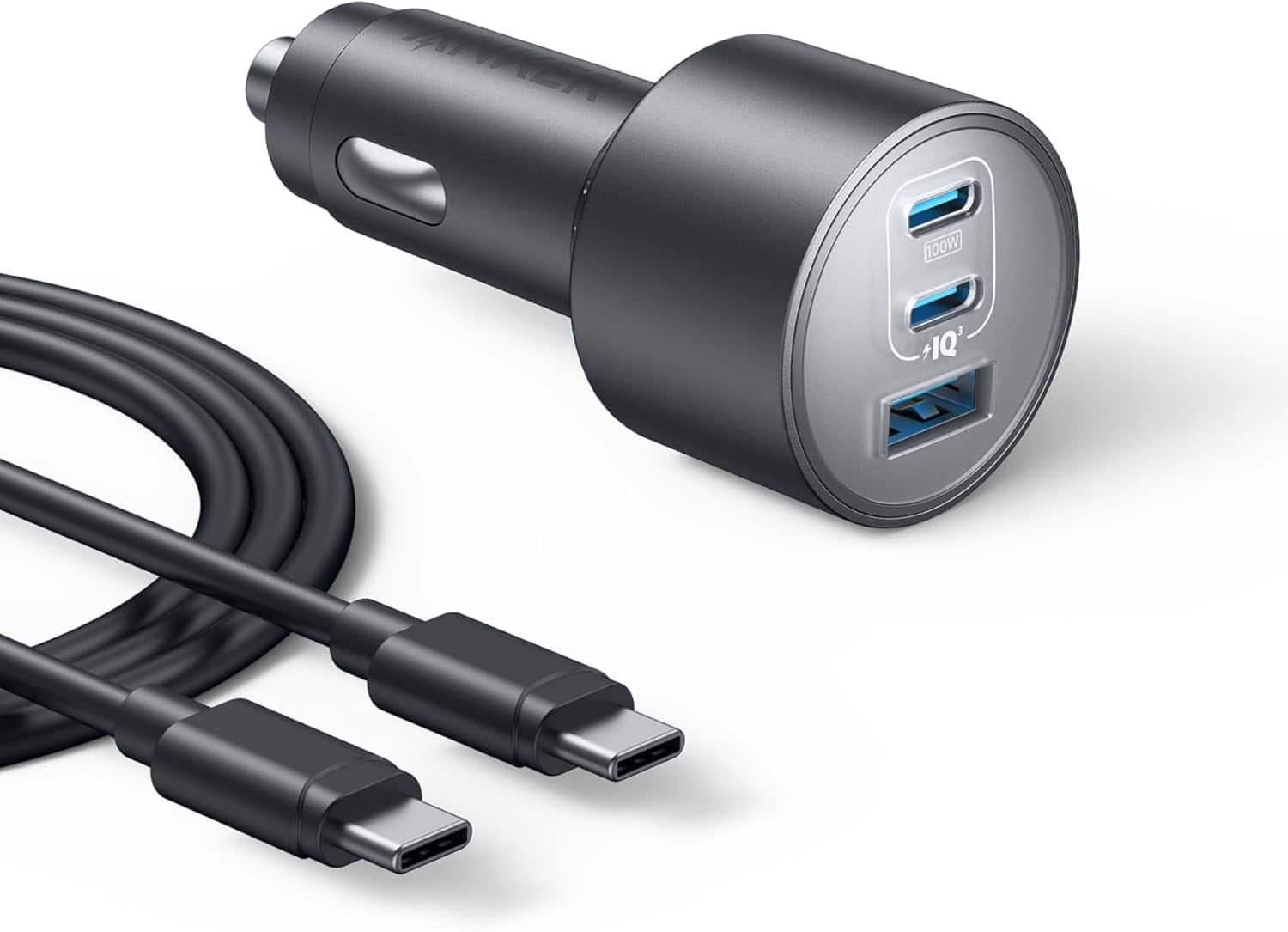 Anker - iPhone 17 USB-C Car Charger, 167.5W Max 3-Port - Gray