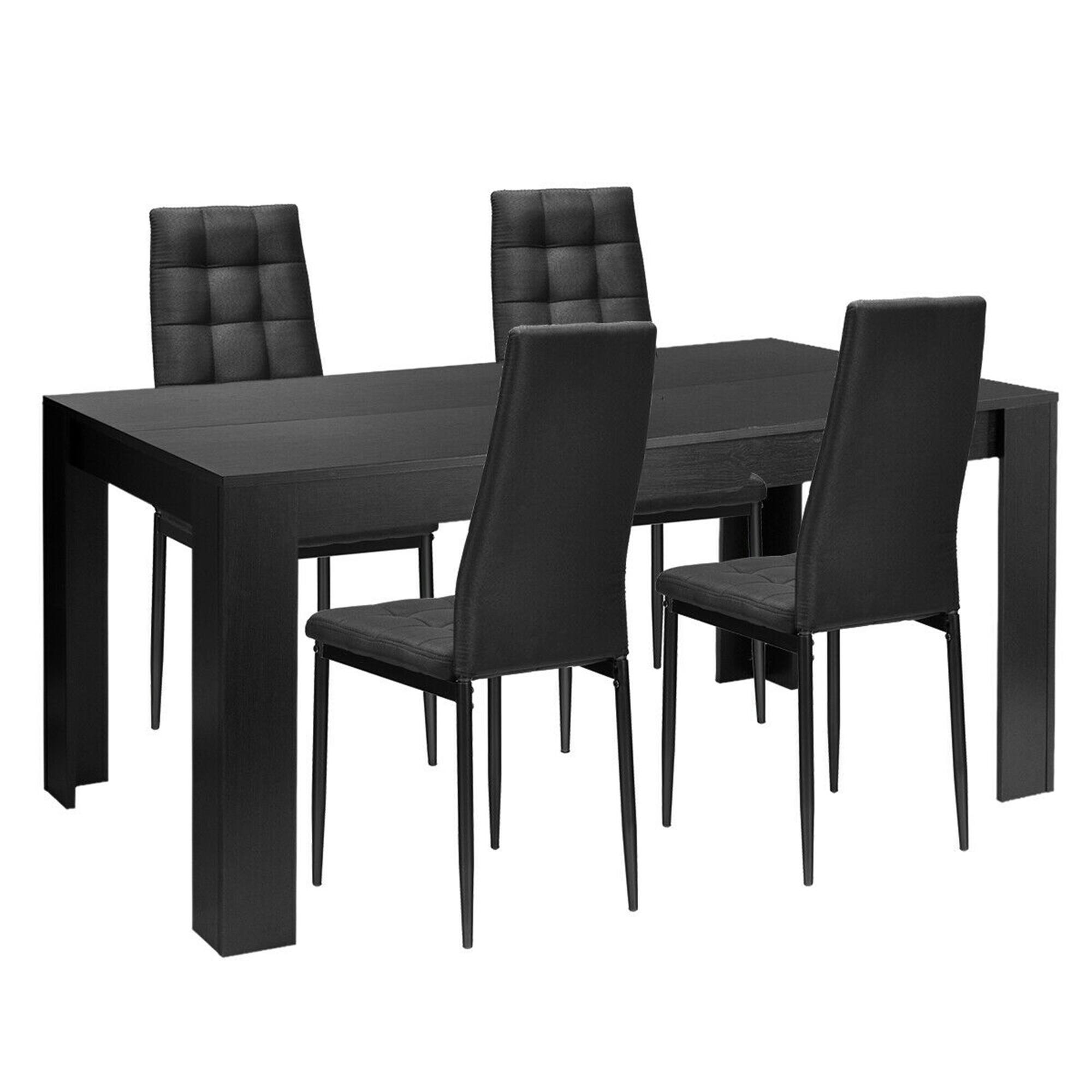 Alt View 8. Gymax - Gymax 5pcs Dining Set Wood Table and 4 Fabric Chairs Home Kitchen Modern - Black.
