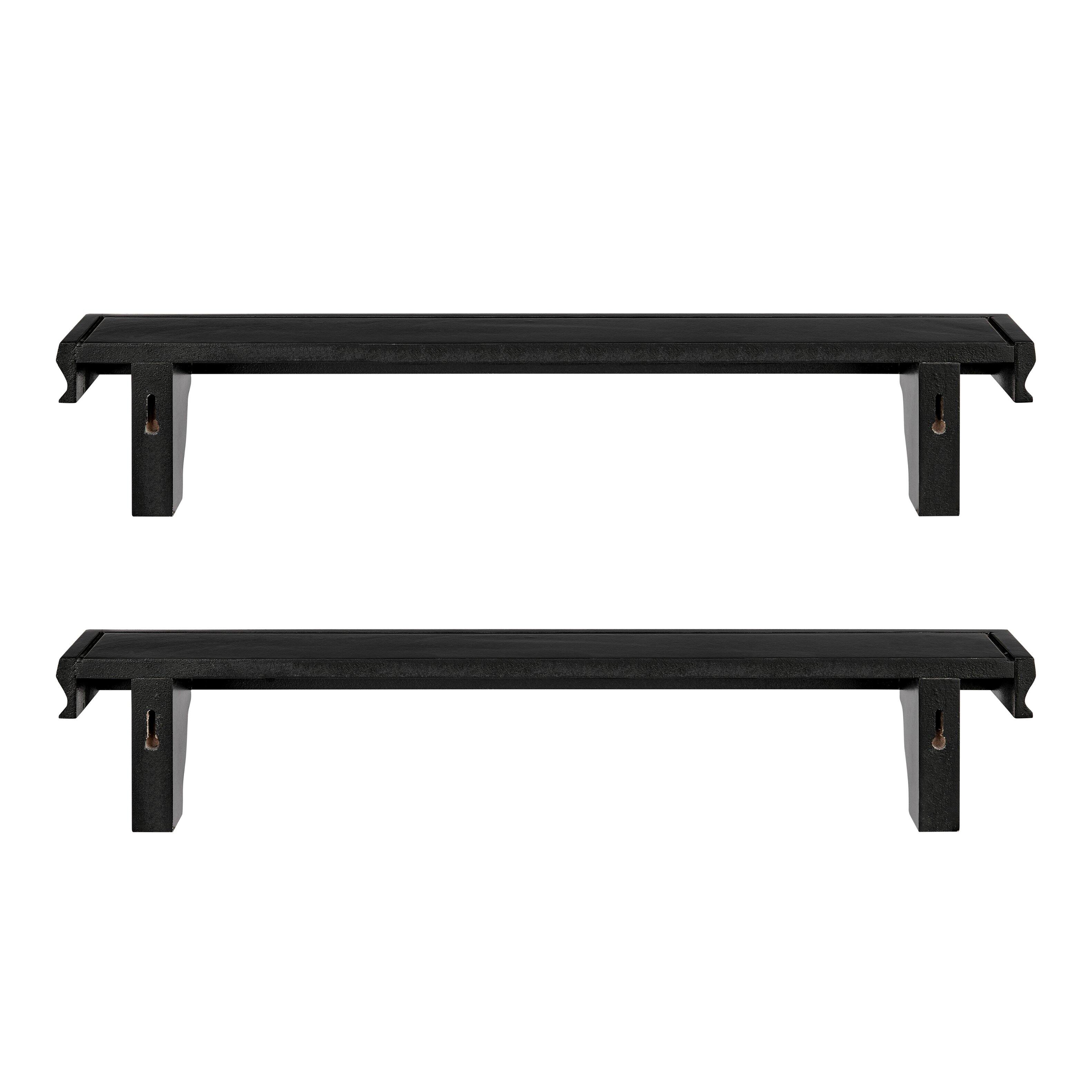 Alt View 7. Danya B - 24" Wall Display Ledge Shelves – (Set of 2) - Black - Black.