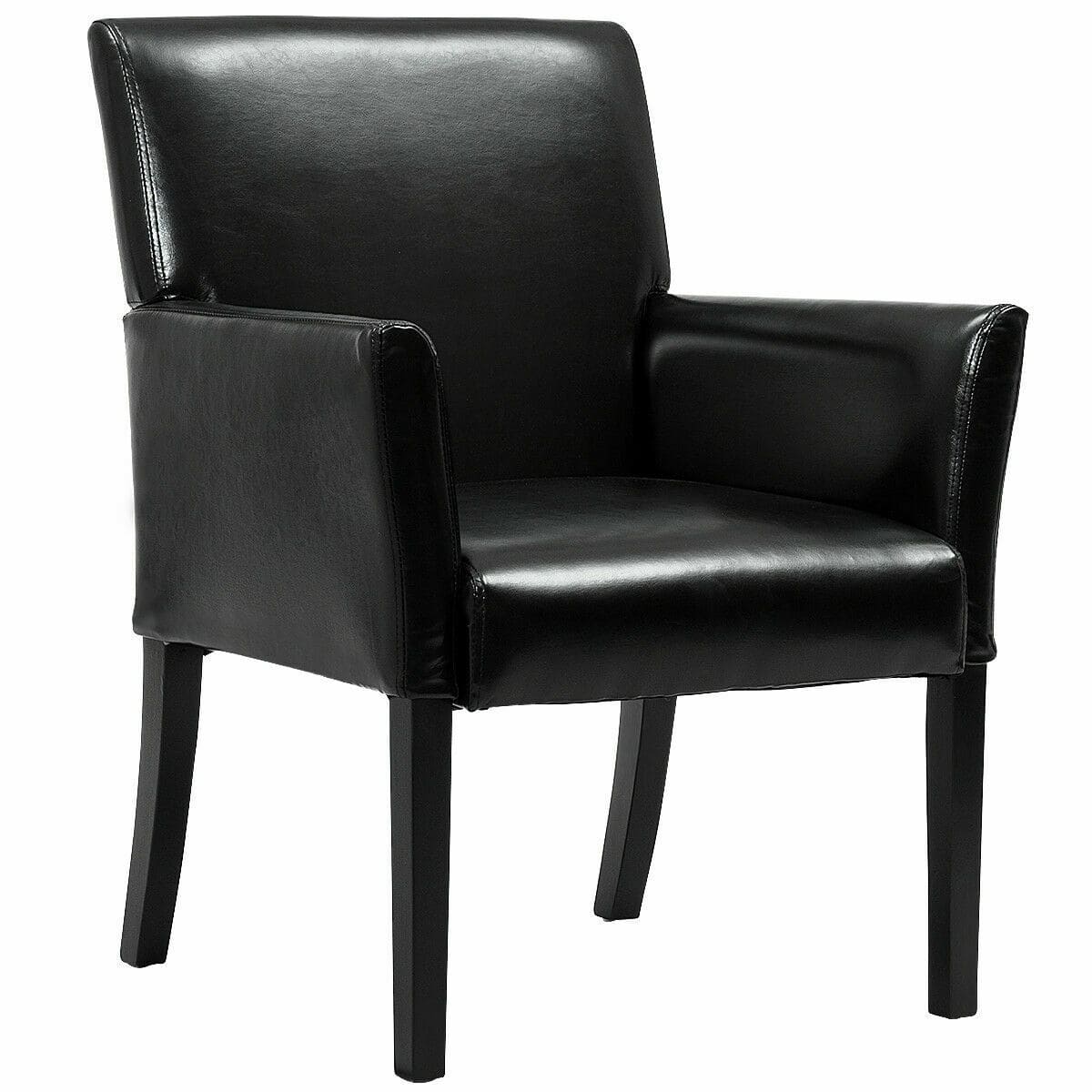 WELLFOR - Modern PU Leather Executive Armchair - Black