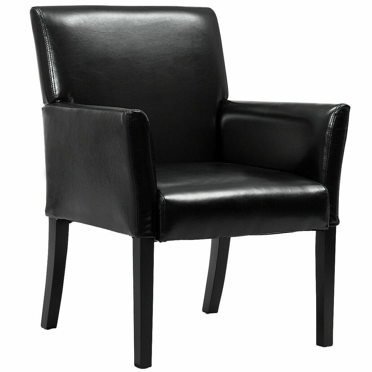 Front. WELLFOR - Modern PU Leather Executive Armchair - Black.