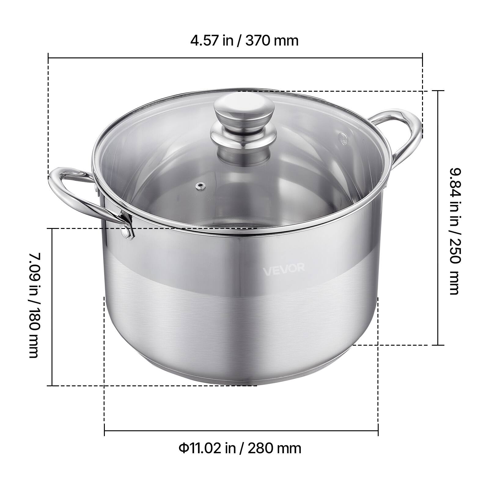 4.57 in / 370 mm  
7.09 in / 180 mm  
9.84 in / 250 mm  
11.02 in / 280 mm