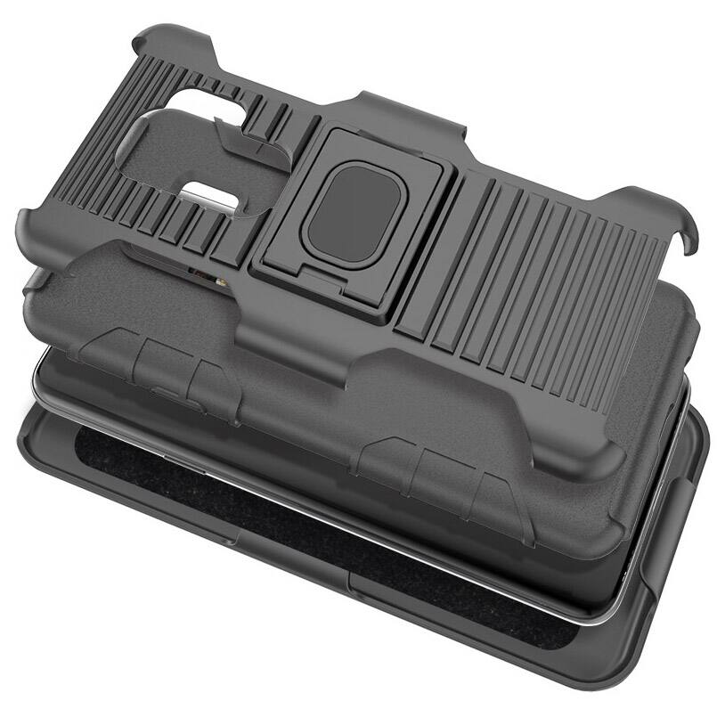 Alt View 7. Nakedcellphone - Combo for Samsung Galaxy S9 Plus - Ring Grip/Stand Case and Belt Clip Holster - Black.