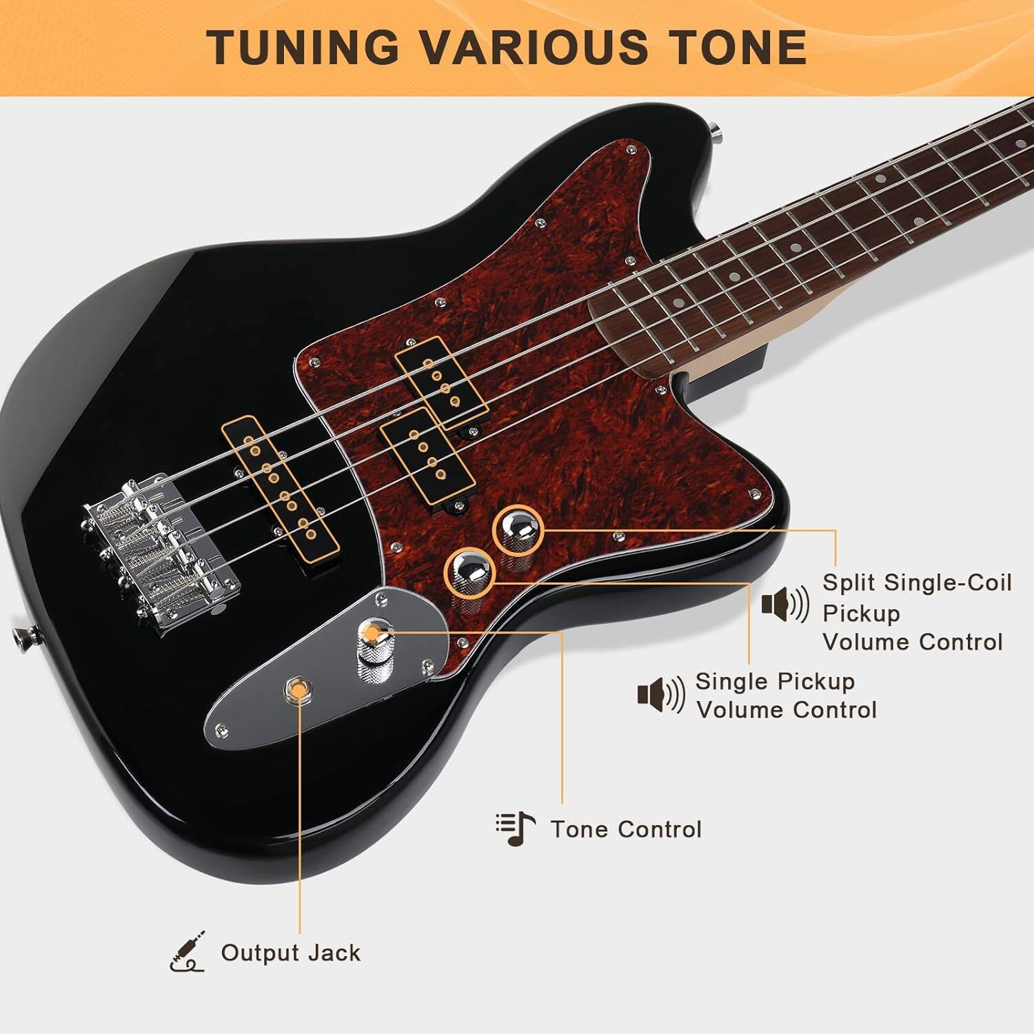 TUNING VARIOUS TONE

- Split Single-Coil Pickup
- Volume Control
- Single Pickup Volume Control
- Tone Control
- Output Jack