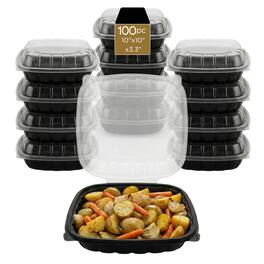 Eco Harmony Products - Hinged Container (PP) Four Vents, Duo-Colored, 10" x10", 100-Pack - Black