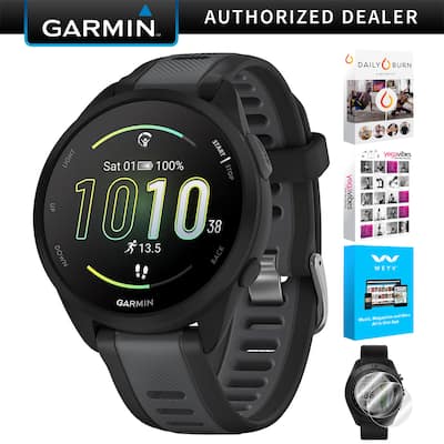 Garmin Forerunner 165 Smart Sport Watch, Black + Slate Gray Garmin Forerunner 165 Smart Sport Watch, Black + Slate Gray