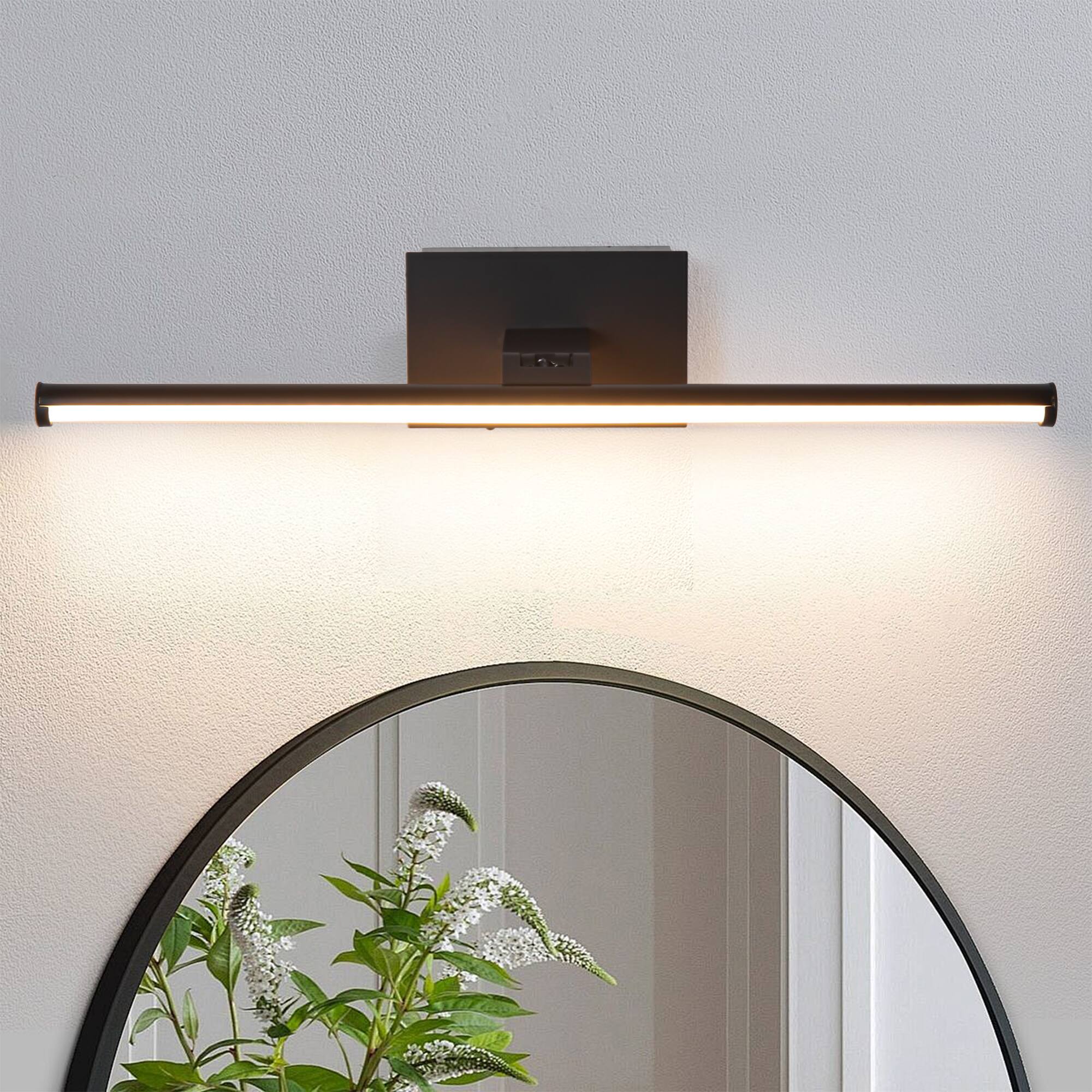 Back. Parrot Uncle - Battery-Powered 3000K LED Black Vanity Light with Remote Control - Black.