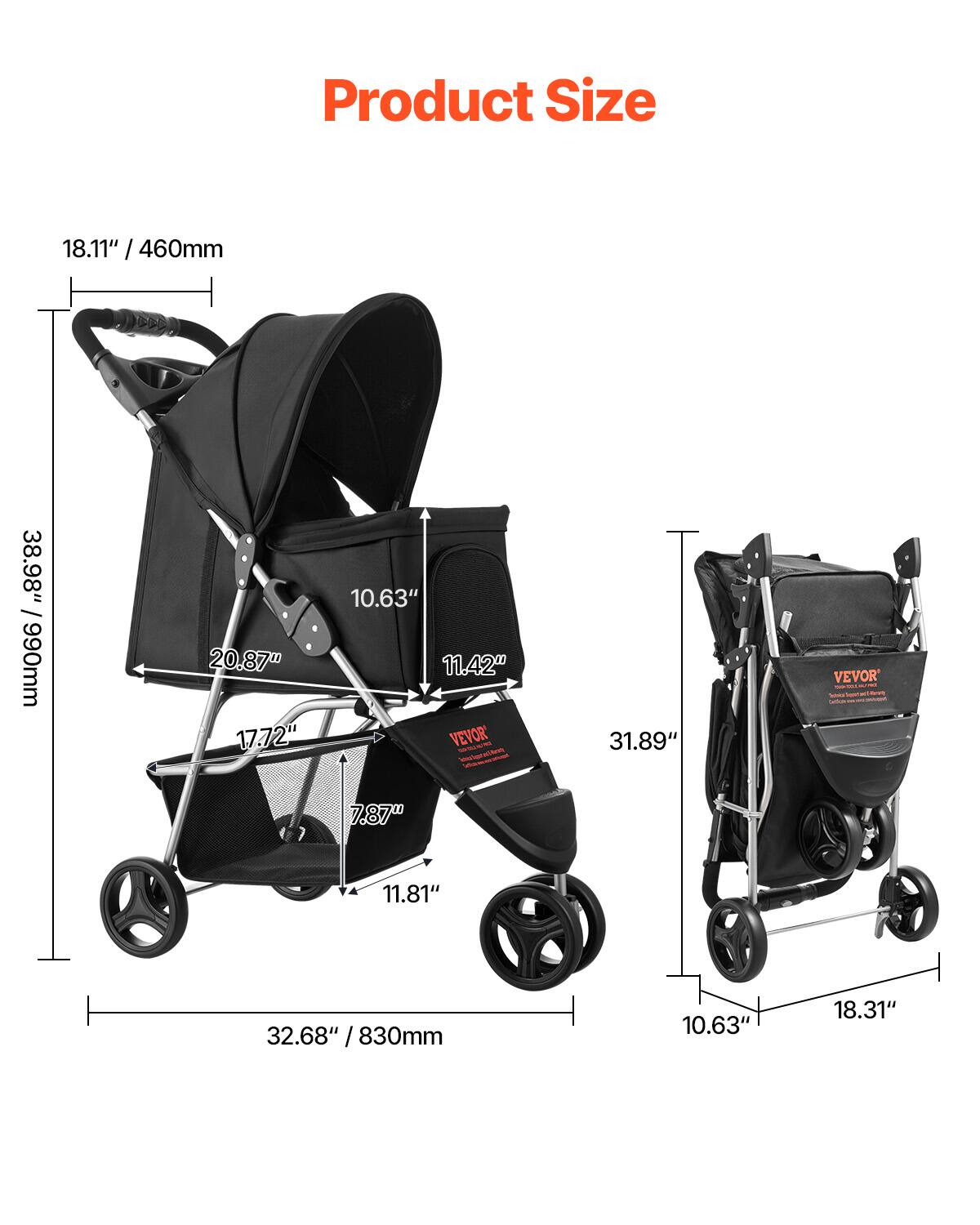 Product Size

18.11" / 460mm  
38.98" / 990mm  
20.87"  
17.72"  
10.63"  
11.42"  
7.87"  
11.81"  
31.89"  
32.68" / 830mm  
10.63"  
18.31"
