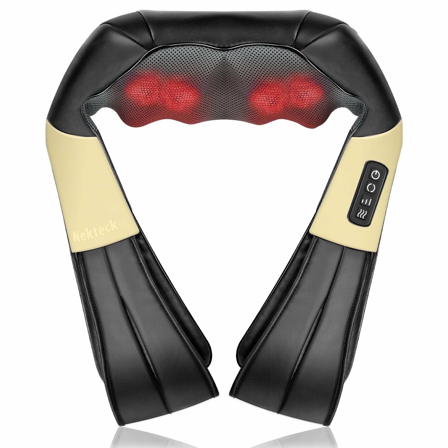 Nekteck - 6D Shiatsu Neck, Back & Shoulder Massager with Soothing Heat, Car & Home Use - Yellow