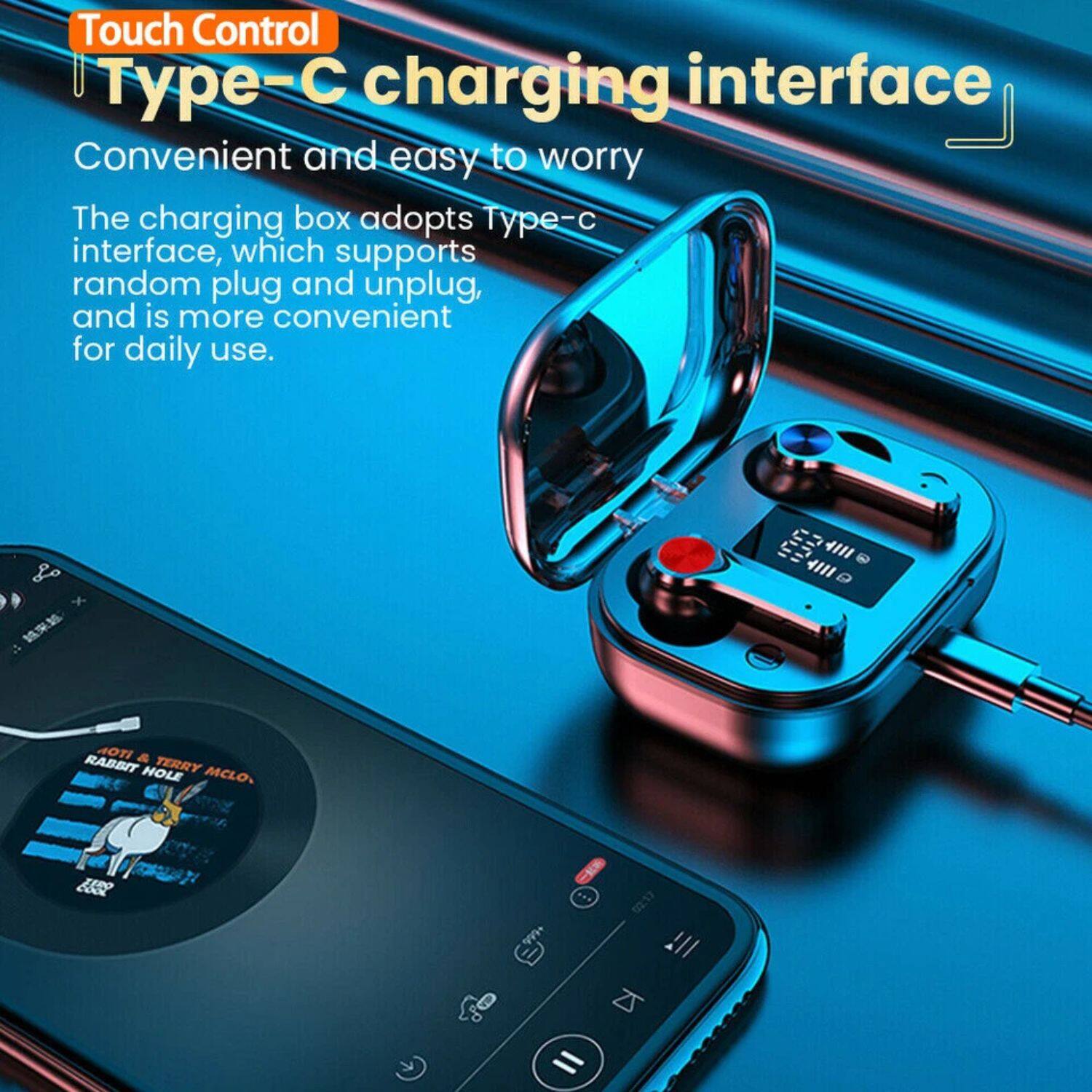 Touch Control  
Type-C charging interface  
Convenient and easy to worry  

The charging box adopts Type-C interface, which supports random plug and unplug, and is more convenient for daily use.  

4I11 AOTI a RABBIT HOLE TERRY MCLO FS WH ...