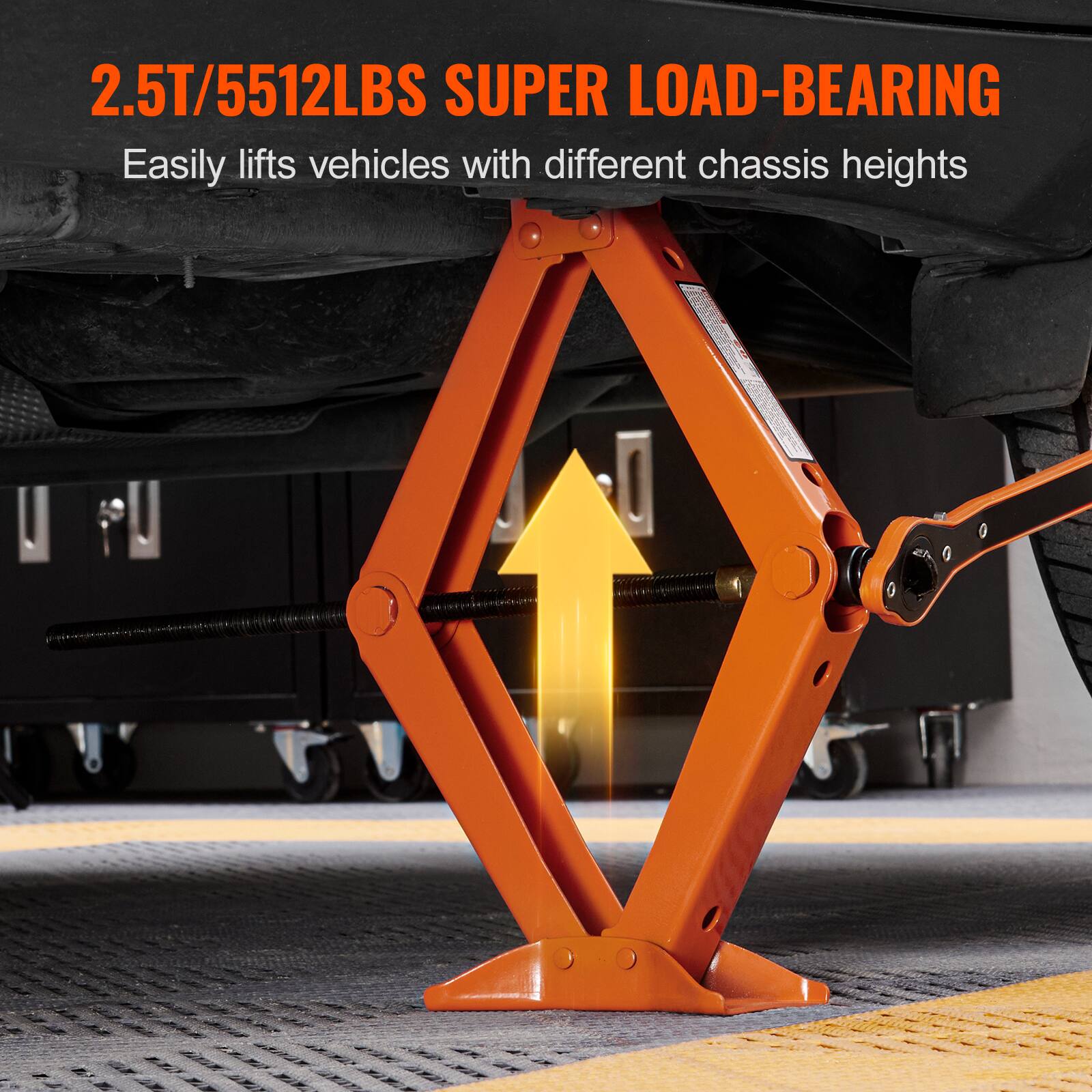 2.5T/5512LBS SUPER LOAD-BEARING  
Easily lifts vehicles with different chassis heights