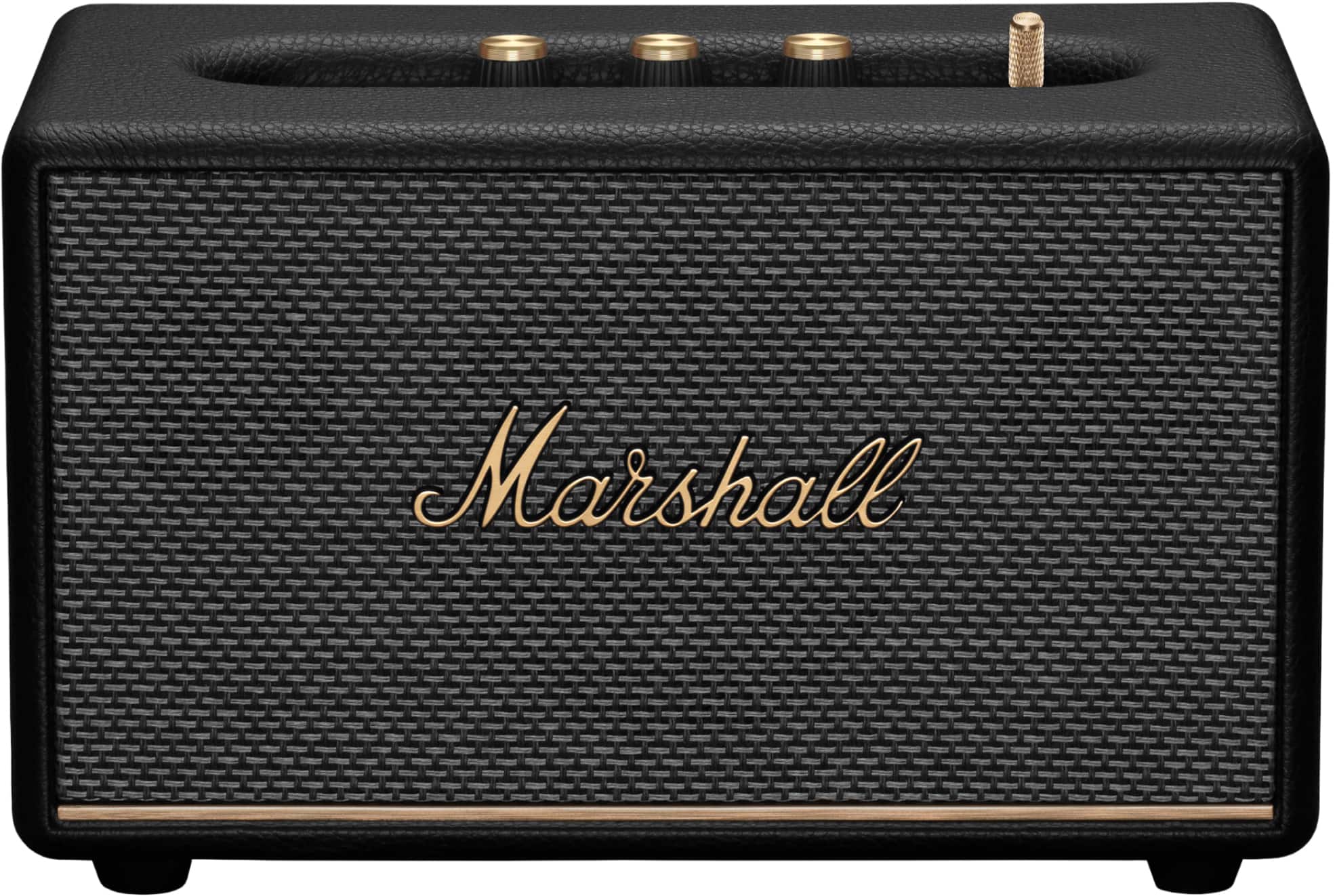 Front. Marshall - Acton III Bluetooth Home Speaker with Bass / Treble / Volume Controls and 3.5 mm Auxiliary Input - Black.