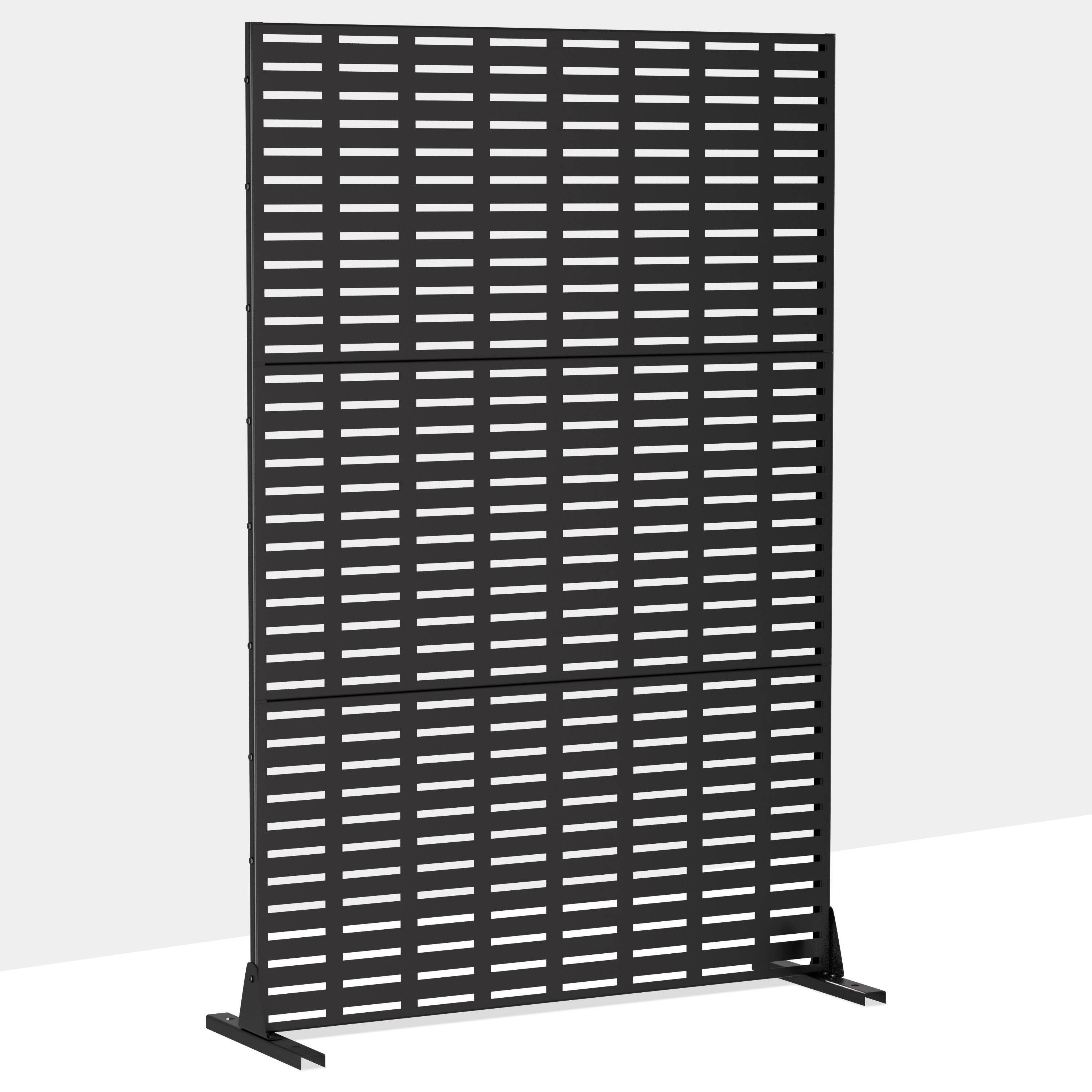 Angle. PexFix - 72 in. x 47 in. Abraham Pattern Metal Outdoor Privacy Screen & Panels, Freestanding Garden Divider Fence - Black.