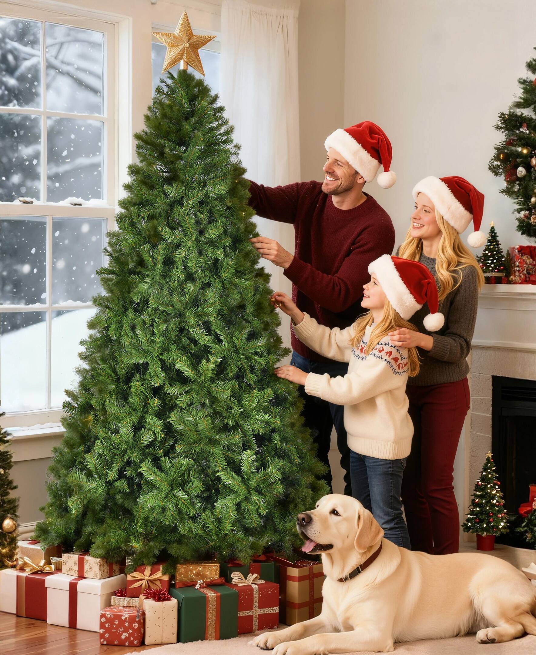 Alt View 7. SKONYON - 6.4ft Artificial Christmas Tree with 864 Branch Tips and Metal Stand - Green.