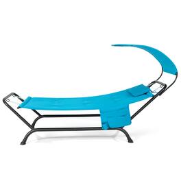 Gymax - Chaise Lounge Bed w/ Detachable Sunshade Canopy Hammock w/ Rustproof Metal Stand - Blue