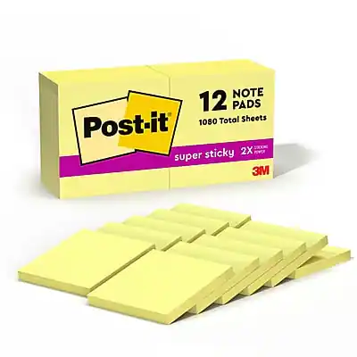 Post-it
12 PADS
1080 Total Sheets
super sticky
2X POWER
3M