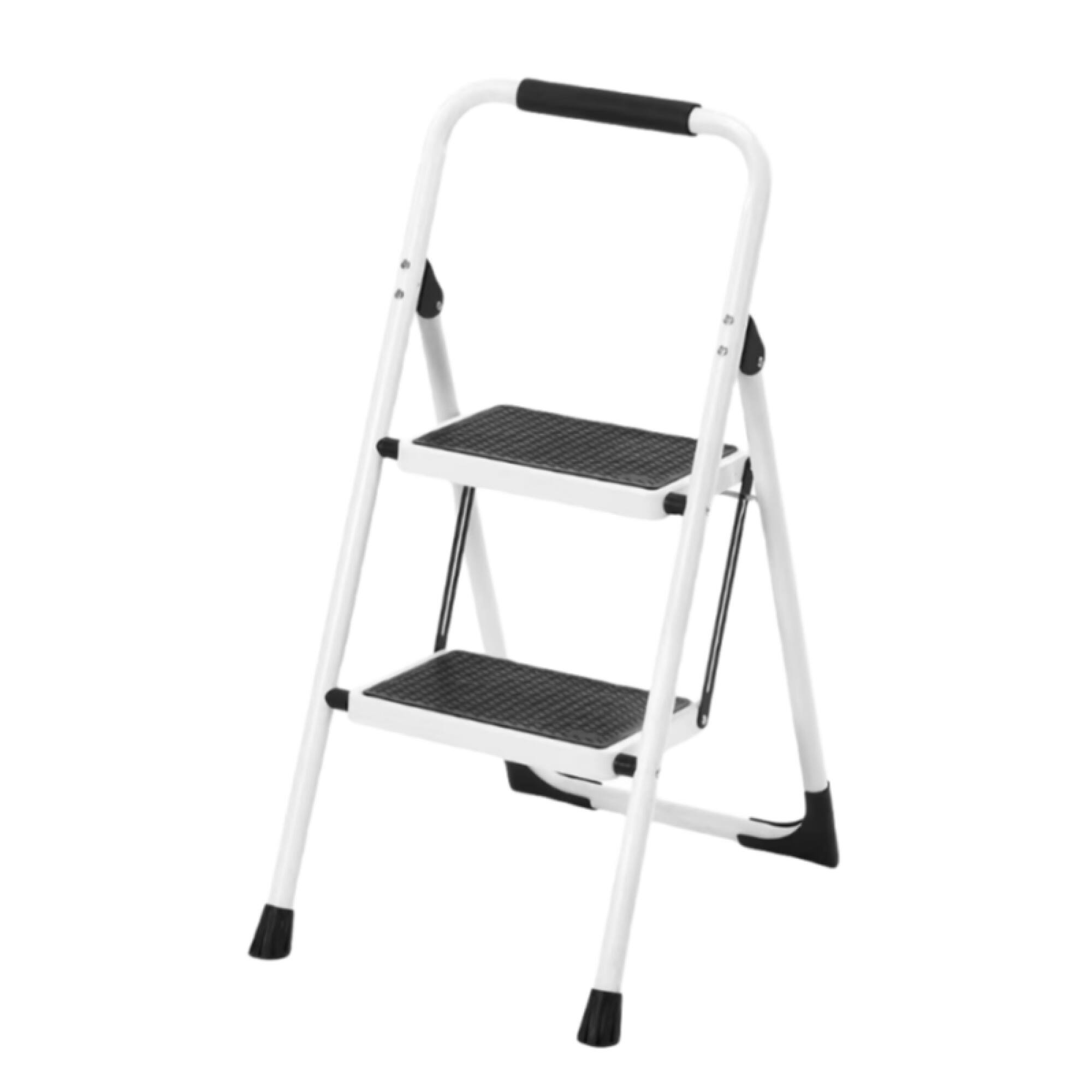 Alt View 6. ELEMENT ACE - Folding Step Stool with Anti-Slip Pedals and Safety Handrails for Household Use - White PU.