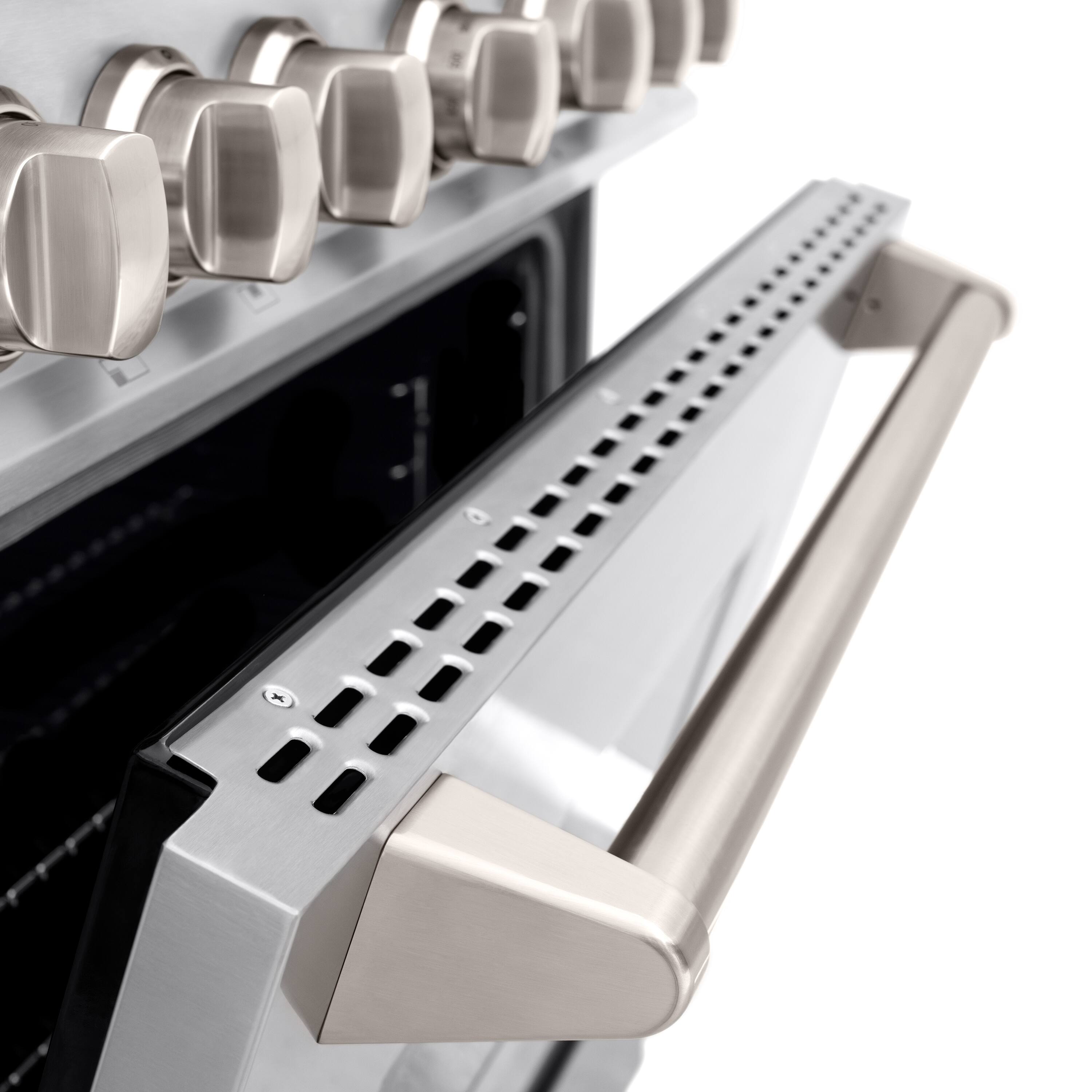 Alt View 14. ZLINE - 36" Classic Dual Fuel Range with 6 Brass Burners and Convection Oven (CDR-BR-36) - Stainless Steel.