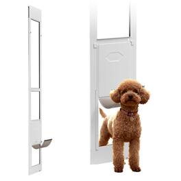 VEVOR - Dog Door for Sliding Glass Door, 91 to 96 in Adjustable Height, Aluminum Alloy Frame with Metal Rotating Hinges