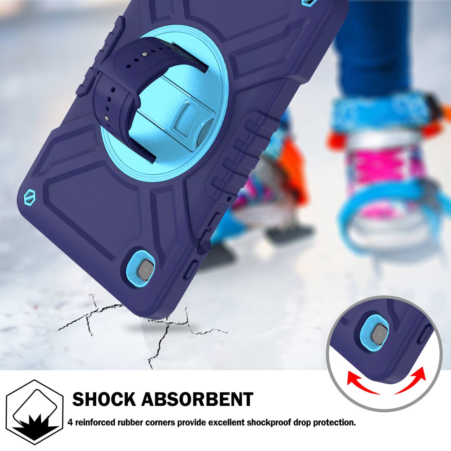 SHOCK ABSORBENT  
4 reinforced rubber corners provide excellent shockproof drop protection.