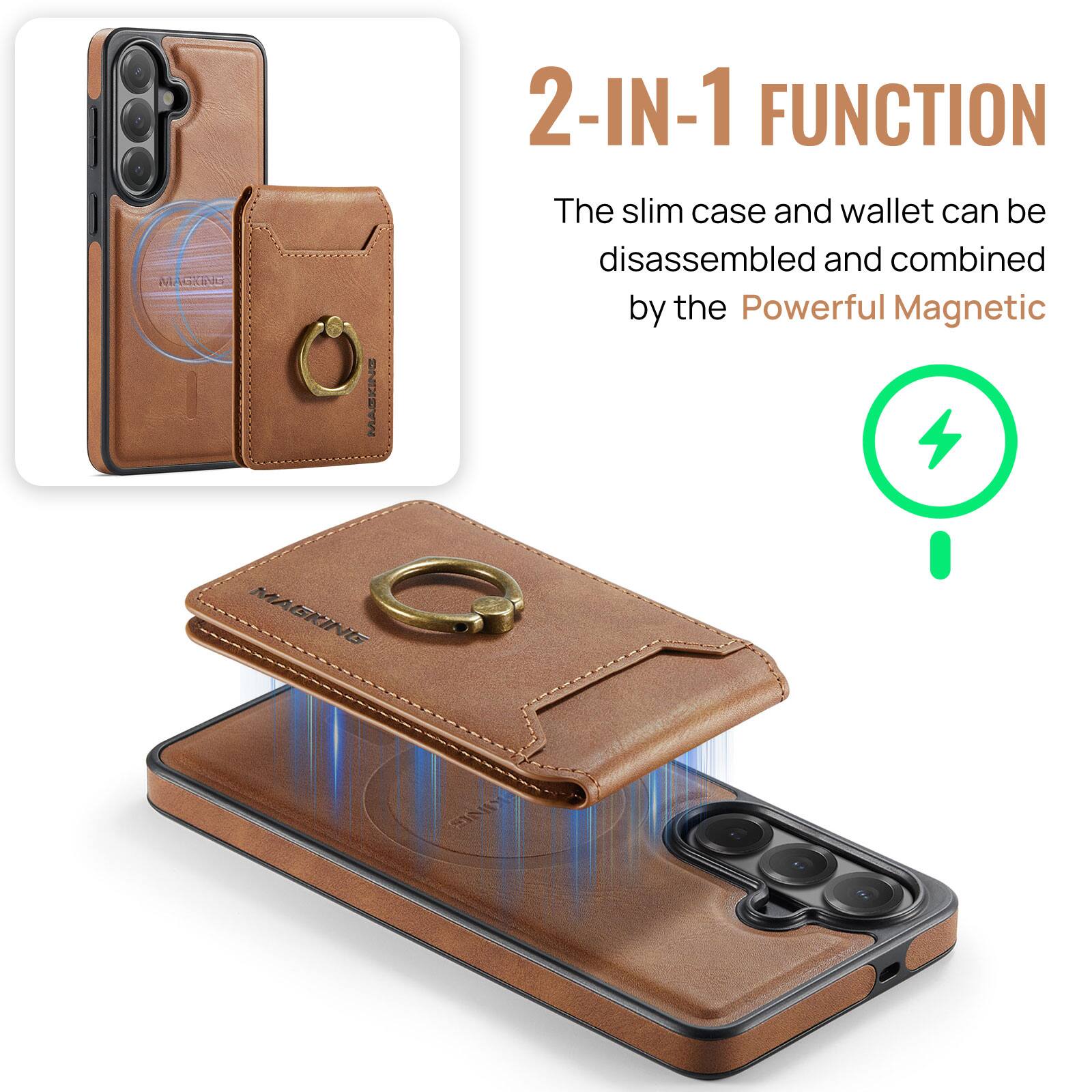 MAGKING NE MASKING 2-IN-1 FUNCTION  
The slim case and wallet can be disassembled and combined by the Powerful Magnetic