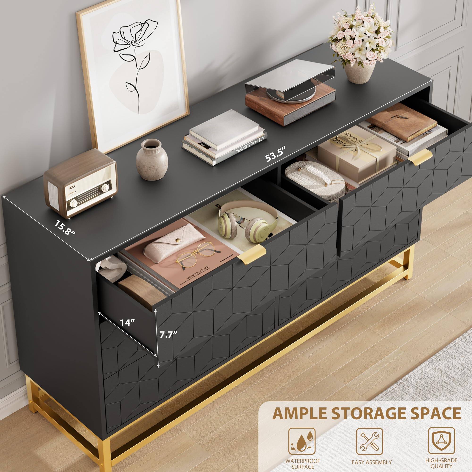 29" x 30" K M Lr M  
53.5"  
15.8"  
14"  
7.7"  

AMPLE STORAGE SPACE  
WATERPROOF SURFACE  
EASY ASSEMBLY  
HIGH-GRADE QUALITY