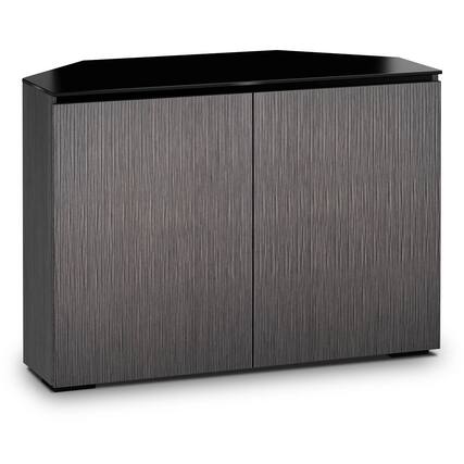 Front. Salamander Designs - Salamander Designs Chameleon Collection Seattle 323 Twin Corner AV Cabinet (Gray Oak with Black Glass) - Black/Gray.