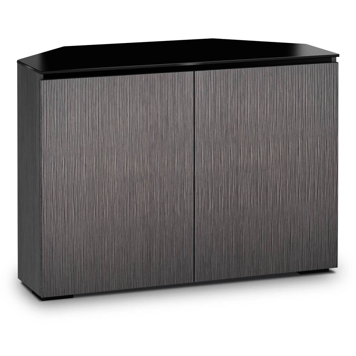 Front. Salamander Designs - Salamander Designs Chameleon Collection Seattle 323 Twin Corner AV Cabinet (Gray Oak with Black Glass) - Black/Gray.