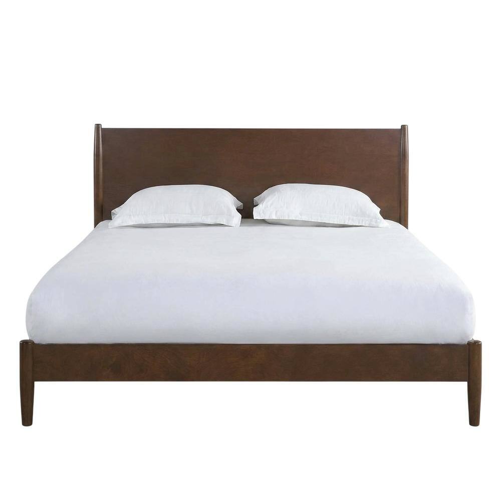 Back. FurniFact - Mahogany Platform Bed with Headboard - Mahogany.