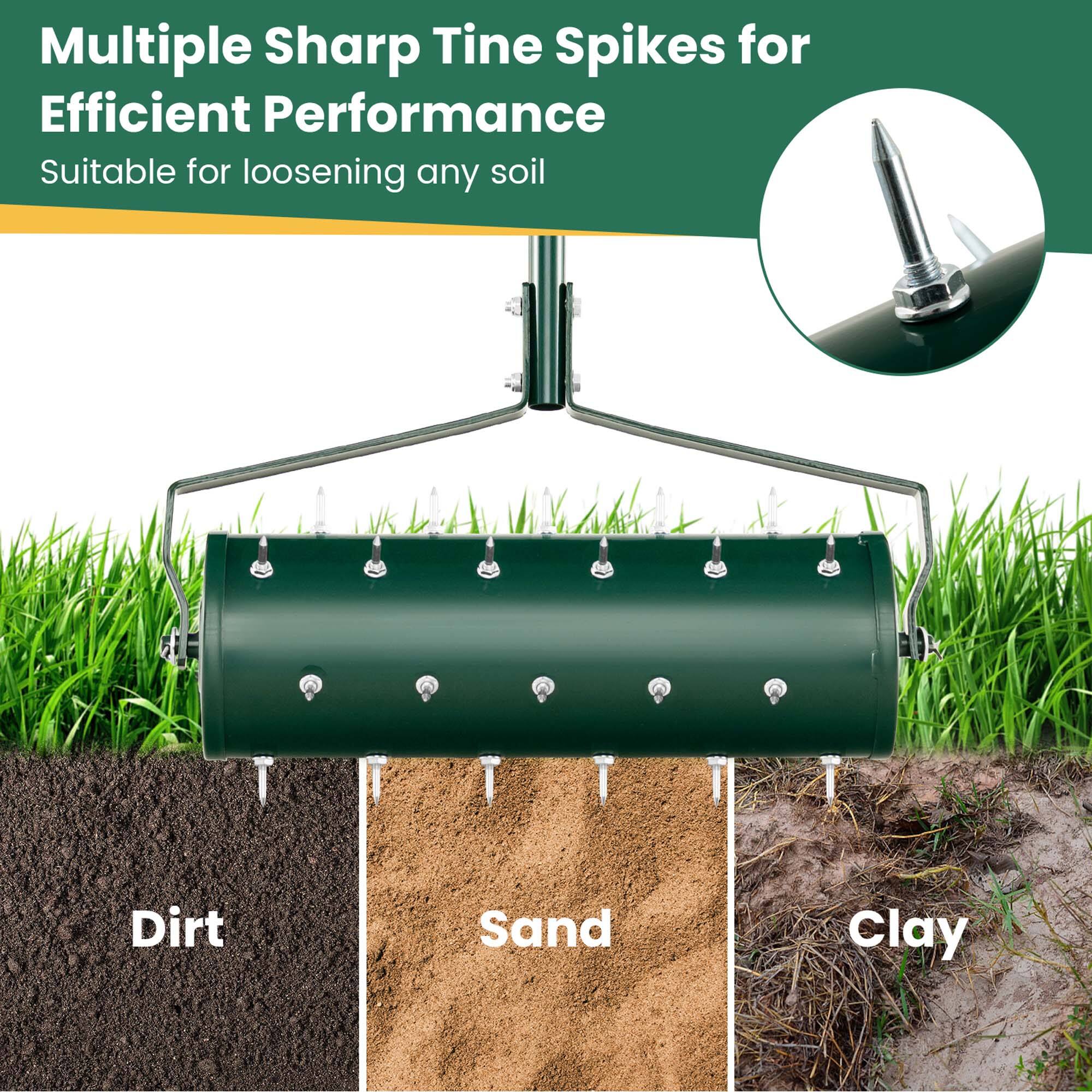 Multiple Sharp Tine Spikes for Efficient Performance  
Suitable for loosening any soil: Dirt, Sand, Clay