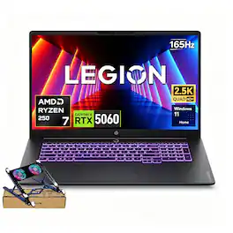 Lenovo - Upgraded - Legion 5 15.3" WQXGA Laptop - AMD Ryzen 7 250 - NVIDIA GeForce RTX 5060 - 32GB RAM 2TB SSD - Backlit KB - Laptop Cooler - Black