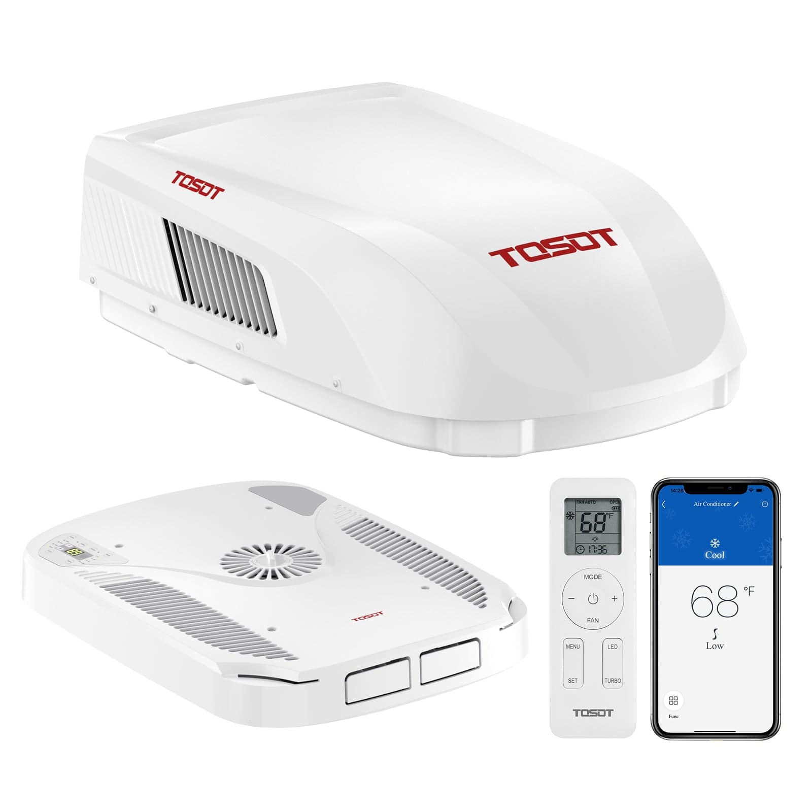 Tosot - 16,000 BTU RV Air Conditioner with Heat Pump, Non-Ducted, Wifi and Remote Control, 43dB Ultra Quiet - White