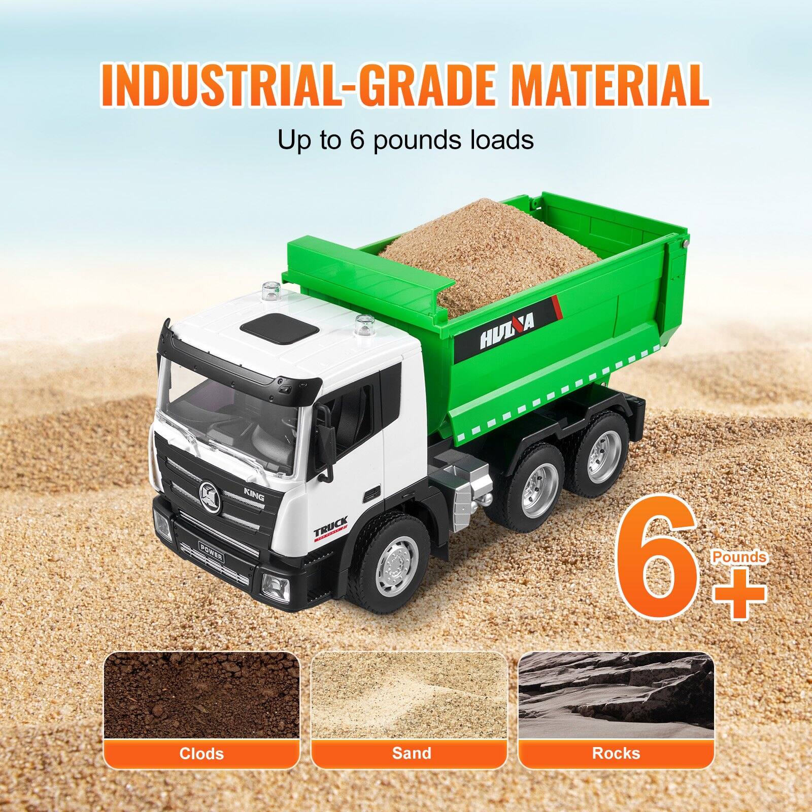 INDUSTRIAL-GRADE MATERIAL  
Up to 6 pounds loads  

6+ Pounds  

Clods  
Sand  
Rocks