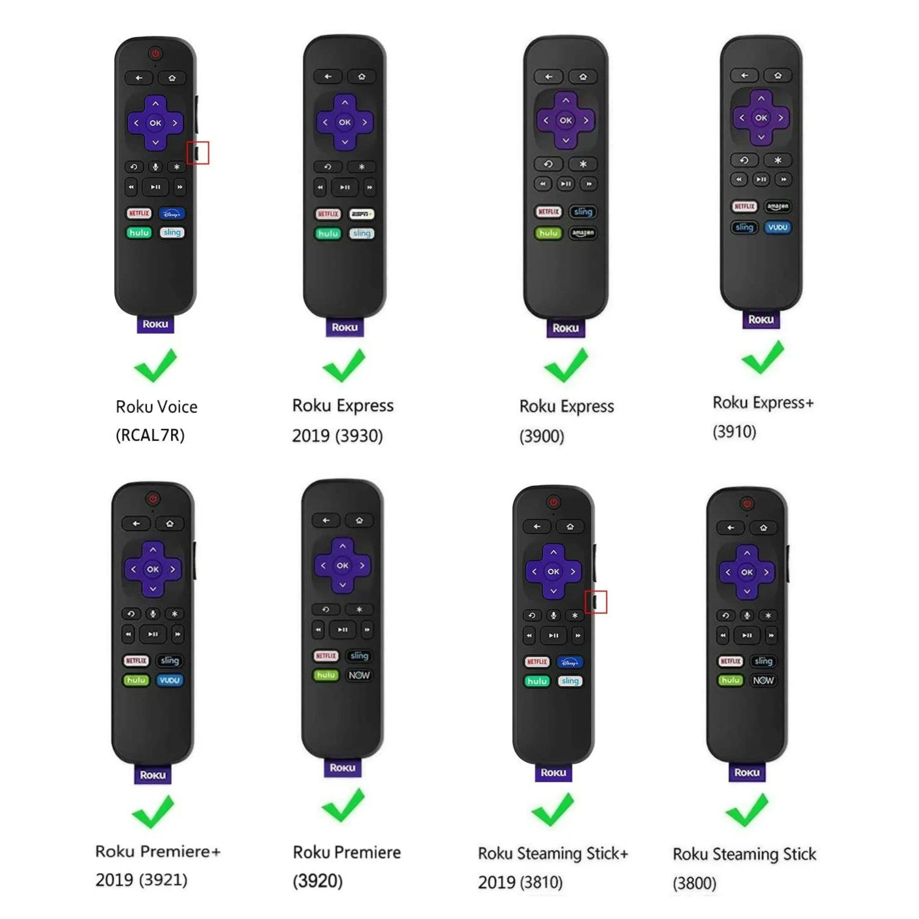 LAN 4 OK 3  OK >  OK  - - *. A m hutu  sing aI hulu - sing NTFUE hubu sling aues m sling -a UIAN RoKU RoKU RoKu ROKU Roku Voice (RCAL7R) Roku Express 2019 (3930) Roku Express (3900) Roku Express+ (3910) K  A OK D 4 A OK 3  OK  1  a  0 + - - .. .  hube sling UDU  hula sling NOW me hulu M sling S ulu sling NOW RosU ROKU ROKU ROKU Roku Premiere+ 2019 (3921) Roku Premiere (3920) Roku Steaming Stick 2019 (3810) Roku Steaming Stick (3800)